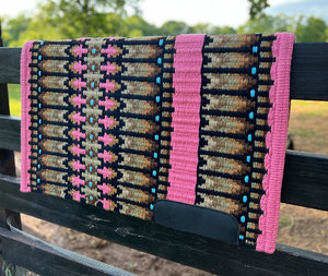 Western Show Horse Saddle Blanket Diseño de Nueva Zelanda Manta de sillín de lana hecha a mano Top Wool Saddle Pad Size - Product Image 4