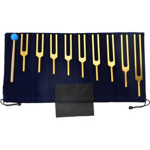 Juego de diapasones, diapasones dorados 9 para curar, relajar, fortalecer el Chakra, aliviar el estrés, mantener el cuerpo, la mente y el espíritu - Product Image 1