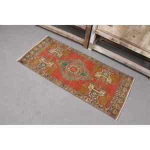 Vintage Turkish Rug, <b>Runner</b> 0.1x3.7 ft (4x114 cm) Rug, <b>Red</b> Ombr Wool Rug - Product Image 2