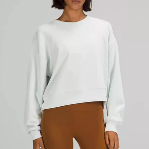 Sudaderas con capucha con hombros caídos para mujer, Sudaderas con cuello redondo de la mejor calidad para mujer, sudaderas con logotipo de diamantes de imitación personalizados para mujer - Product Image 5