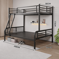 Lit superposé en acier avec lit gigogne intégré, style luxe léger, multifonctionnel, pour enfants, étudiants, dortoir, chambre à coucher, lit mezzanine