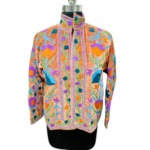 Veste réversible en velours et coton, motif floral vintage, broderie Suzani, textile du Rajasthan, écologique, manches longues, printemps - Product Image 2