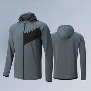 Novo Plus Size Poliéster Ginásio Fitness <span class=keywords><strong>Hoodie</strong></span> <span class=keywords><strong>Jacket</strong></span> À Prova de Vento Windbreaker Slim Fit Casual Esportes Personalizados Zip up Casacos - Product Image 2