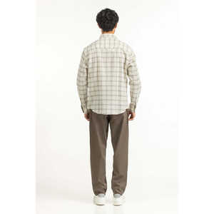 Chemises décontractées pour hommes 100 % coton, fermeture double boutonnage, tissus en flanelle satinée, coupe classique, gris uni à carreaux, été, ODM - Product Image 1