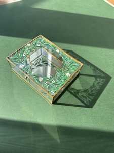 Dernière boîte à bagues en verre peinte à la main Organisateur de bijoux en métal de verre Cadre polonais antique pour les fiançailles de mariage d'anniversaire - Product Image 5