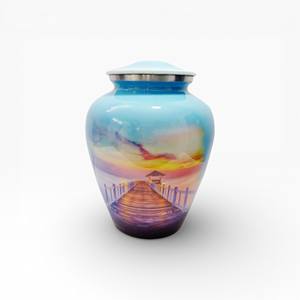 Urna Funeraria Azul Medianoche con Diseño de Mariposas Voladoras para una Conmemoración Conmemorativa y Esperanzadora - Product Image 4