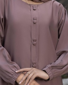 2025 élégant couleur unie fabricant pakistanais turquie dubaï modeste Abaya Cardigan doux crêpe ample longue Maxi traditionnel musulman - Product Image 3