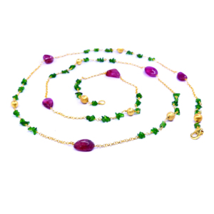 Party Wear 925 Sterling Silver Chapado en oro Tsavorita Espinela Piedras preciosas Asequible Ladies Wear Collar de cadena larga - Product Image 3