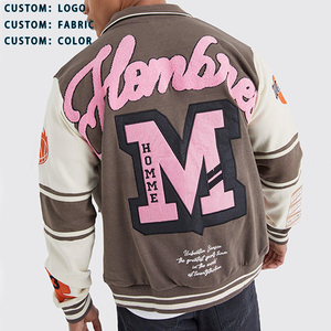 OEM personalizado Chenille Mens Bomber chaqueta Vintage bordado parche cuero manga Letterman Varsity chaqueta para los hombres - Product Image 6