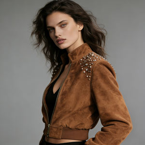 Oferta en Temu: Chaqueta Bomber Premium 2026 con Tachuelas y Cuello Alto para Salidas Urbanas Modernas y Eventos Nocturnos Elegantes - Product Image 3