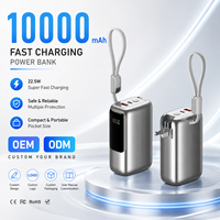 Chargeur de voyage portable 22,5W AVS 10000 mAh pliable avec prise CA intégrée, câble Type-C, affichage numérique, batterie de qualité automobile, autorisé pour le transport aérien