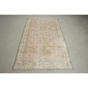 Tapis vintage 3,8x6,6 pieds, tapis turc, tapis en laine à pois roses - Product Image 1