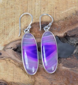 Pendientes colgantes de plata para mujer y niña, pendientes de plata de ley sólida 925, joyería de moda para mujer, pendientes de piedras preciosas de ágata Botswana - Product Image 4