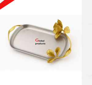 Bandeja de servicio decorativa de mesa de metal con acabado plateado de calidad estándar para restaurante y bar de hotel - Product Image 3