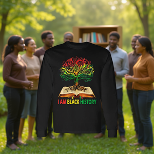 Maglietta a maniche lunghe per il Black History Month - Abbigliamento promozionale 'I Am Black History' - Product Image 3