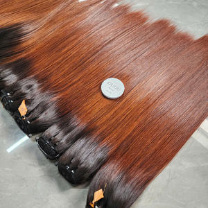 มัดผมมนุษย์แบบตรงและด้านหน้าของผมสีน้ำตาลออมเบรสีน้ำตาลขายส่ง100% เวียดนาม - Product Image 1