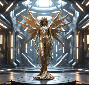 Statua d'Angelo in Bronzo Fuso Personalizzata, Scultura Paesaggistica in Metallo di Donna Nuda a Cavallo, Decorazione da Collezione - Product Image 6