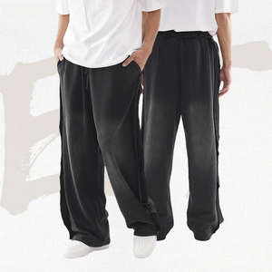 กางเกงวอร์มทรงจ็อกเกอร์ขายาวทรงหลวมผ้าฝ้ายเฟรนช์เทอร์รี่ทรงตรงขาบานสำหรับผู้ชายและผู้หญิง - Product Image 4