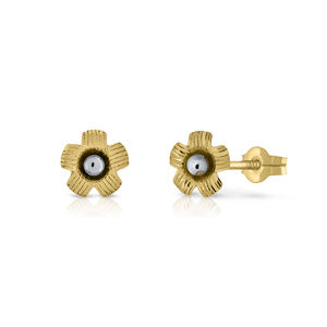 Pendientes de moda de oro sólido de 9K (disponibles 10k-14k-18k) Flor mujeres niños clip de oreja tornillo trasero hecho en España - Product Image 2