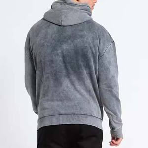 Custom Distressed Sun Faded Hoodie 100% Organic Cotton Heavyweight Acid Wash French Terry Hoodies para hombres - Product Image 3