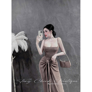 Prêt à Expédier Robe Midi Taille Froncée Soirée Refroidissement Spandex Collections Formelles pour Carrière pour Bureau et Fêtes - Product Image 2