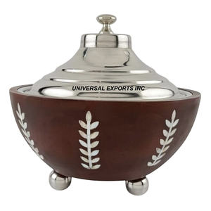 Chauffe-plats en bois nacré Casserole faite à la main de belle qualité Forme ronde Nouveau Hotpot en bois de luxe - Product Image 1