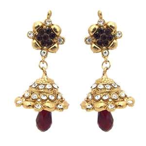Kriaa 1300734 <b>Fine</b> <b>Cuff</b> <b>Earrings</b> Austrian Stone Gold Plated Jhumki - Product Image 1