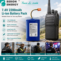 Baterai Lithium Ion OEM 18650 7.4V 2200mAh 2S1P Paket Baterai Isi Ulang untuk Radio Dua Arah Walkie Talkie Radio Nirkabel