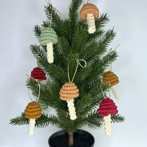 Милый гриб макраме рождественские украшения набор из четырех Бохо деревенский Рождественский гриб орнамент
