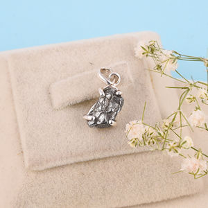 Pendentif en argent sterling 925 de forme ovale de météorite naturelle - Product Image 3