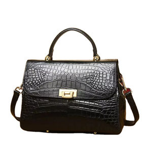Nouveauté Sac à main de voyage de luxe pour femme en cuir de crocodile véritable léger avec fermeture éclair - Product Image 1