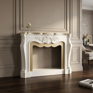 Chimenea de estilo francés, chimenea pintada de blanco, chimeneas de madera de estilo europeo, funcionan como mesa consola, decoración del hogar - Product Image 1