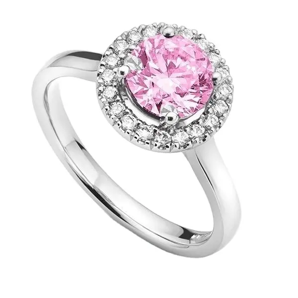 Halo Pink Diamond Engagement Ring 18k White Gold IGI Certified Diamond Colored Diamond Ring For Women's