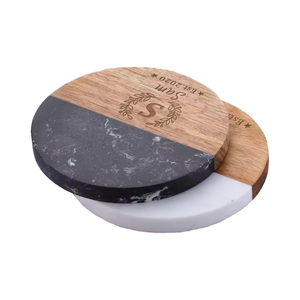 Bamboo Eco-Friendly Drink <b>Coasters</b> 6 Pieces Square Contemporary Base <b>Set</b> <b>with</b> <b>Holder</b> Natural and Organic Dinner Pad - Product Image 1