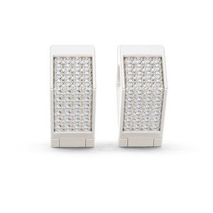 Round Moissanite Rectangular Pave <b>Stud</b> <b>Earrings</b> 925 Sterling <b>Silver</b> 80-Stone Full Pave - Product Image 2
