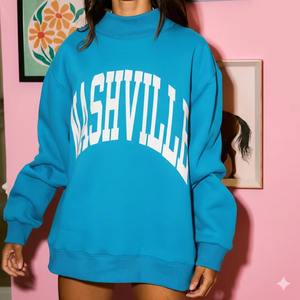 Sudadera de cuello alto de lana para mujer 2025, sudadera bordada, sudadera de poliéster/algodón con cuello simulado para mujer - Product Image 3