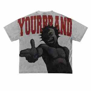 T-shirts courts en détresse à épaules tombantes de haute qualité T-shirt graphique en coton délavé à l'acide T-shirts surdimensionnés - Product Image 6