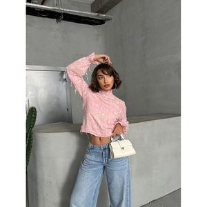 Blusa Casual Rosa con Flecos para Mujer, Mezcla de Algodón y Poliéster, Marca TOPSHOW - Pedidos al por Mayor Disponibles para Minoristas - Product Image 5