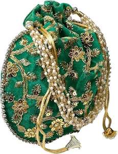 High Quality Heavy Embroidered Potli <b>Purse</b> With Wristlet for Women Wrist Potli <b>Purse</b> Handicraft Handmade - Product Image 2