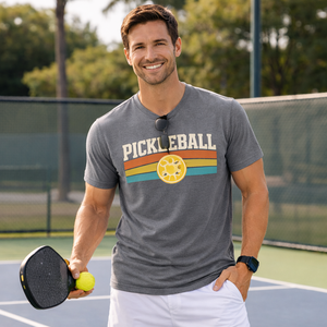 T-shirt de pickleball rétro, sport, 62% polyester, 33% rayonne, 5% élasthanne, col rond, manches courtes, respirant, coupe classique, tricot uni - Product Image 4