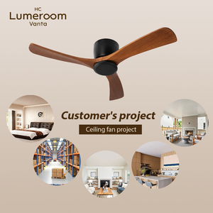 USA In Stock 52 Inch Flush Mount <b>Ceiling</b> <b>Fan</b> No Light with Solid Wood Blades Quiet Reversible DC Motor <b>Remote</b> <b>Control</b> - Product Image 4