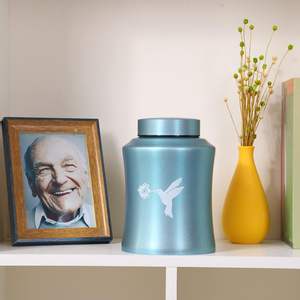 Urnes de l'arbre de vie pour les cendres humaines-Urnes de crémation pour adultes pour les funérailles, l'inhumation ou la maison (160 pouces cubes bleu (colibri)) - Product Image 5