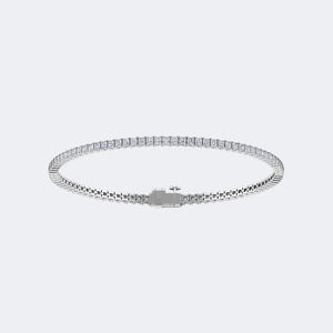 Bracelet tennis en diamants taille princesse 4.392 CTW, or 14 carats, diamants de laboratoire couleur D VVS, sertis à griffes, bijoux de luxe pour femme, 7 pouces - Product Image 2