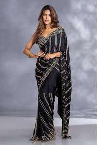 Sari inspiré de Bollywood avec travail de séquence pour un look de réception ou de cocktail, élégant et tendance, produit le plus vendu, exclusif - Product Image 2