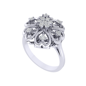 แหวนเงินแท้ 925 ชุบทองคำขาวและโรสโกลด์ ประดับเพชรคิวบิกเซอร์โคเนีย ลายดอกไม้ น้ำหนัก 3.0 กรัม สำหรับผู้ชาย - Product Image 3