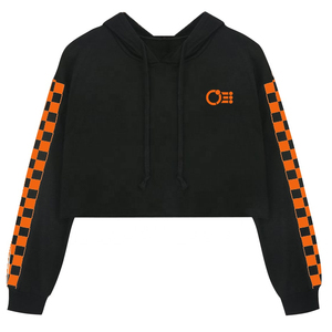 Sudadera con capucha recortada con logotipo personalizado para mujer, Top corto transpirable antiarrugas de estilo Vintage más vendido, Top corto con forro ODM de invierno de talla grande - Product Image 4