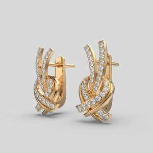Best Finest Stylish Cut Solitaire Sólido 14K Gold Lab Grown Diamond Twinkling Twirls Stud Pendientes Compromiso Boda Perla - Product Image 2