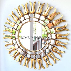 Color plateado y dorado, Metal resistente, hojas de Gingko, diseñador, aspecto atractivo, espejo decorativo de pared, suministros de la India - Product Image 2