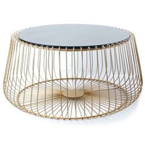 FINEST Quality Modern coffee table Lightweight Metal Steel Living Room Decorative Center Round CoffeeTable Top Glass Metal Iron - Product Image 1