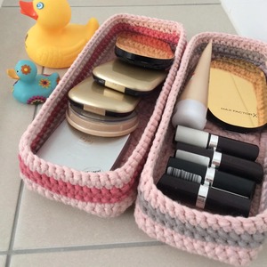 Yellow Macrame Basket Handmade Storage Organizer for <b>Handkerchief</b> Skincare Makeup Tabletop Home Decor and Essentials From India - Product Image 4